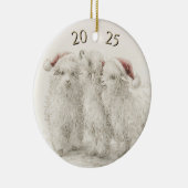 Dated Angora Goat  Trio Santa Hat Christmas Keramisch Ornament (Rechts)