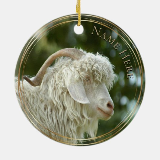 Dated Angora Goat  Trio Santa Hat Christmas Keramisch Ornament (Achterkant)