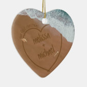Dated Beach Ons eerste kerstfeest met namen Keramisch Ornament (Rechts)