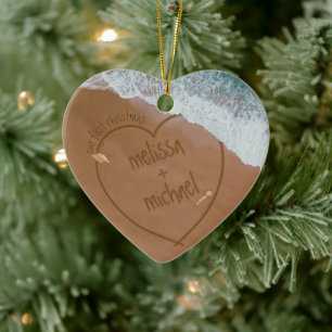 Dated Beach Ons eerste kerstfeest met namen Keramisch Ornament