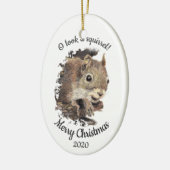 Dated Christmas Custom Waterverf Eekhoorn Quote Keramisch Ornament (Links)