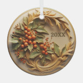Dated Christmas Holly Berry Ornament (Voorkant)