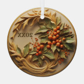 Dated Christmas Holly Berry Ornament (Achterkant)
