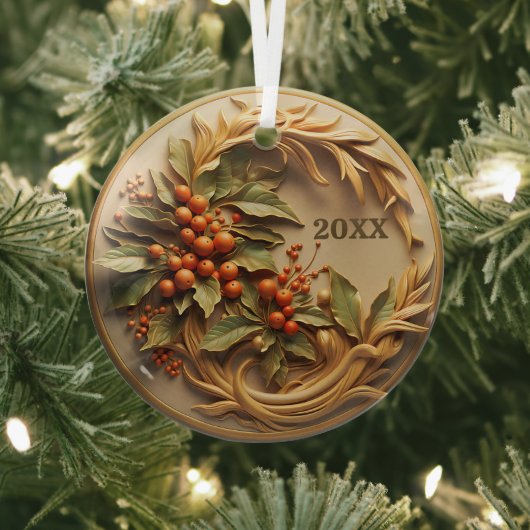 Dated Christmas Holly Berry Ornament (Insitu)
