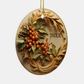 Dated Christmas Holly Berry Ornament (Rechts)