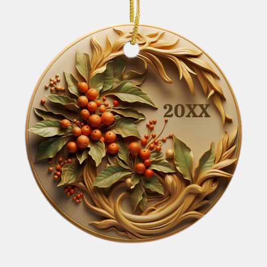 Dated Christmas Holly Berry Ornament (Voorkant)