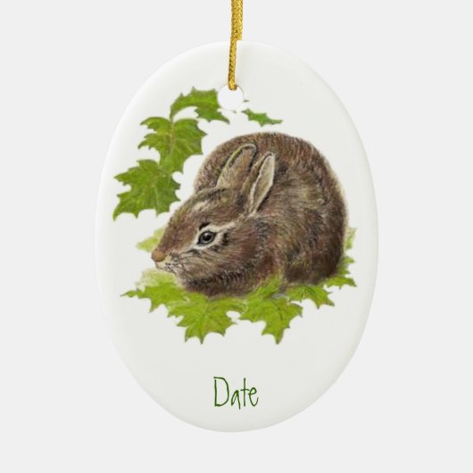 Dated, Custom Bunny Rabbit Ornament Animal (Voorkant)