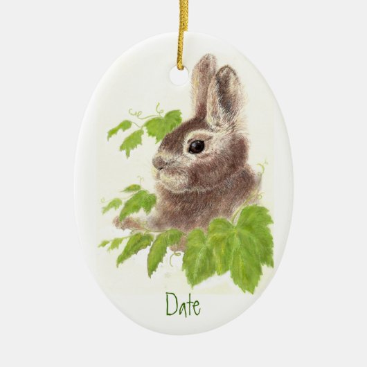 Dated, Custom Bunny Rabbit Ornament Animal (Voorkant)