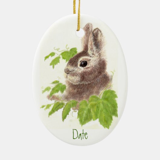 Dated, Custom Bunny Rabbit Ornament Animal (Achterkant)