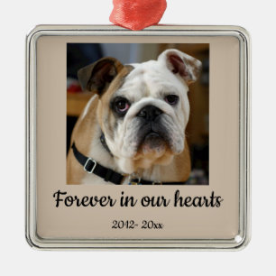 Dated Custom Photo Bulldog Dog in Memory Metalen Ornament