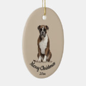 Dated Custom Photo kerstbox Boxer Dog Keramisch Ornament (Rechts)
