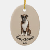Dated Custom Photo kerstbox Boxer Dog Keramisch Ornament (Voorkant)