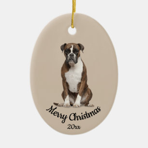 Dated Custom Photo kerstbox Boxer Dog Keramisch Ornament