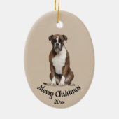 Dated Custom Photo kerstbox Boxer Dog Keramisch Ornament (Achterkant)