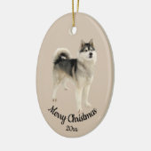 Dated Custom Photo Kerstman Husky Malemute Dog Keramisch Ornament (Links)