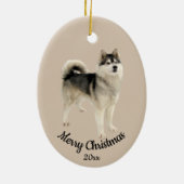 Dated Custom Photo Kerstman Husky Malemute Dog Keramisch Ornament (Achterkant)