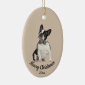 Dated Custom Photo Kerstmis Boston Terrier Dog Keramisch Ornament (Rechts)