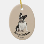 Dated Custom Photo Kerstmis Boston Terrier Dog Keramisch Ornament (Achterkant)