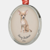 Dated Custom Photo Kerstmis Chihuahua Dog pet Metalen Ornament (Links)