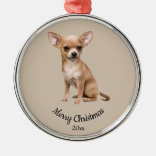 Dated Custom Photo Kerstmis Chihuahua Dog pet Metalen Ornament