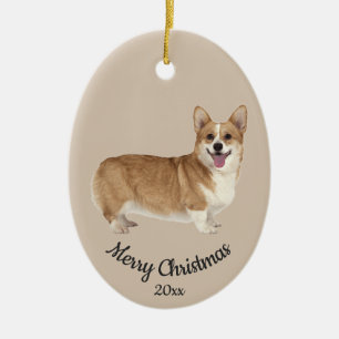Dated Custom Photo Kerstmis Corgi Dog Pet Keramisch Ornament