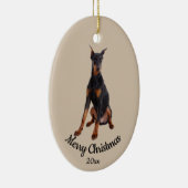 Dated Custom Photo Kerstmis Doberman Dog Pet Keramisch Ornament (Rechts)