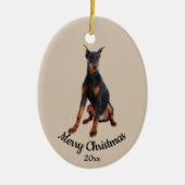 Dated Custom Photo Kerstmis Doberman Dog Pet Keramisch Ornament (Voorkant)