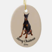 Dated Custom Photo Kerstmis Doberman Dog Pet Keramisch Ornament (Achterkant)