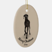 Dated Custom Photo Kerstmis Great Dane Dog Pet Keramisch Ornament (Rechts)