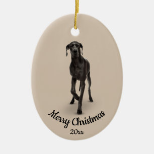 Dated Custom Photo Kerstmis Great Dane Dog Pet Keramisch Ornament