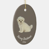 Dated Custom Photo Kerstmis Maltese Dog Pet Keramisch Ornament (Rechts)