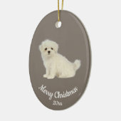 Dated Custom Photo Kerstmis Maltese Dog Pet Keramisch Ornament (Links)