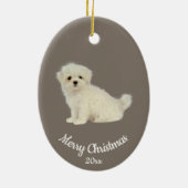 Dated Custom Photo Kerstmis Maltese Dog Pet Keramisch Ornament (Achterkant)