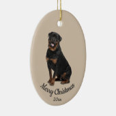 Dated Custom Photo Kerstmis Rotweiller Dog Pet Keramisch Ornament (Rechts)