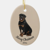 Dated Custom Photo Kerstmis Rotweiller Dog Pet Keramisch Ornament (Achterkant)
