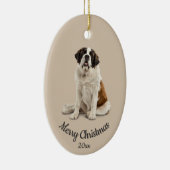 Dated Custom Photo Kerstmis St. Bernard Dog Pet Keramisch Ornament (Rechts)