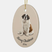 Dated Custom Photo Kerstmis St. Bernard Dog Pet Keramisch Ornament (Links)