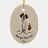 Dated Custom Photo Kerstmis St. Bernard Dog Pet Keramisch Ornament (Voorkant)