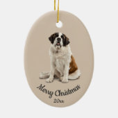 Dated Custom Photo Kerstmis St. Bernard Dog Pet Keramisch Ornament (Achterkant)