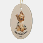 Dated Custom Photo Kerstmis Yorkie Dog pet Keramisch Ornament (Links)