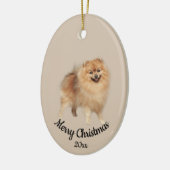Dated Custom Photo Kerstpommeranian Dog Pet Keramisch Ornament (Links)