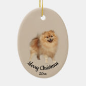 Dated Custom Photo Kerstpommeranian Dog Pet Keramisch Ornament (Achterkant)