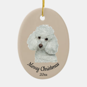 Dated Custom Photo Santa Poodle Dog pet Keramisch Ornament