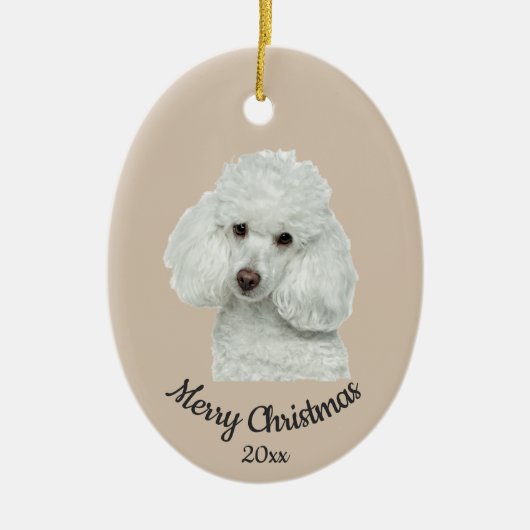 Dated Custom Photo Santa Poodle Dog pet Keramisch Ornament (Voorkant)