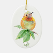Dated Custom Waterverf Rufous Hummingbird, Bird Keramisch Ornament (Voorkant)