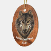 Dated Custom, Wolf, Wolves Animal Natuur Art Keramisch Ornament (Links)