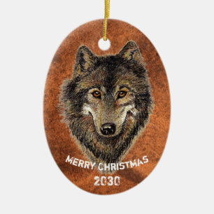 Dated Custom, Wolf, Wolves Animal Natuur Art Keramisch Ornament