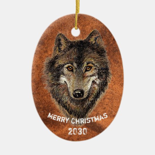 Dated Custom, Wolf, Wolves Animal Natuur Art Keramisch Ornament (Voorkant)
