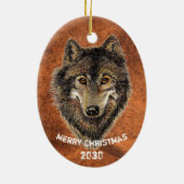 Dated Custom, Wolf, Wolves Animal Natuur Art Keramisch Ornament (Achterkant)