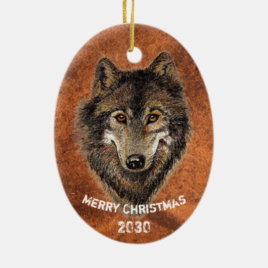 Dated Custom, Wolf, Wolves Animal Natuur Art Keramisch Ornament (Achterkant)